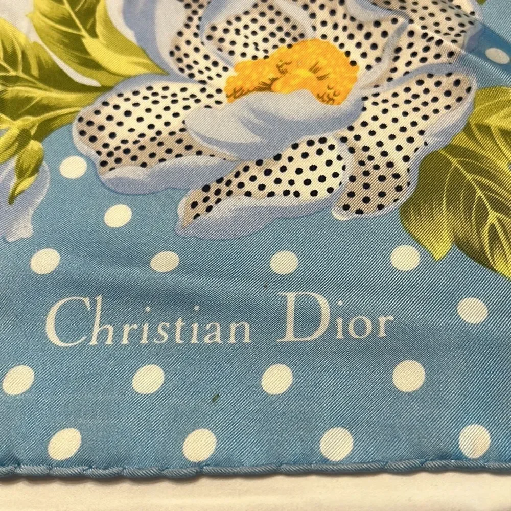 VTG Christian Dior Houndstooth Floral Silk Scarf